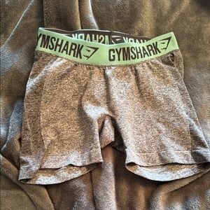 Gymshark Heather Gray Shorts with Green Waistband